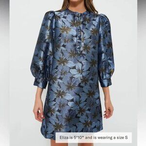 Pomander Place Tuckernuck Blue Blossom Jacquard Samantha Dress - Size XXS